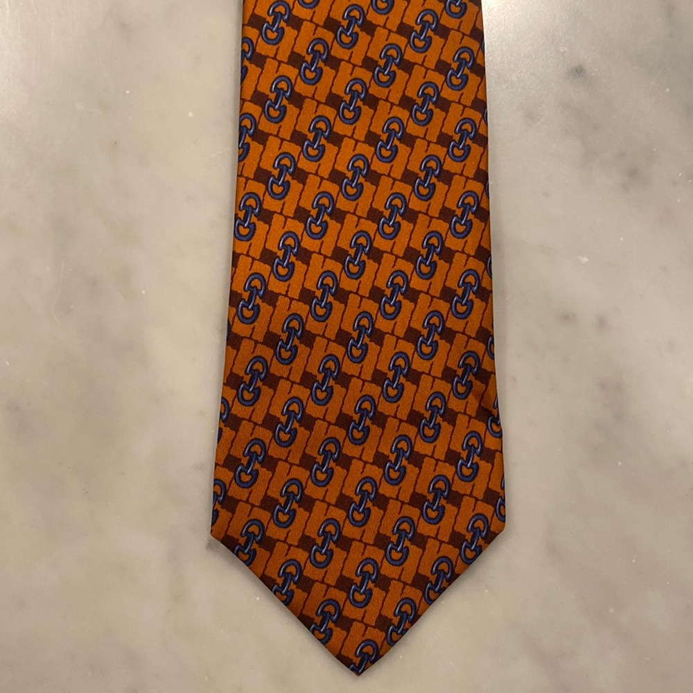 Gucci Mens Tie Burnt Orange and Blue
